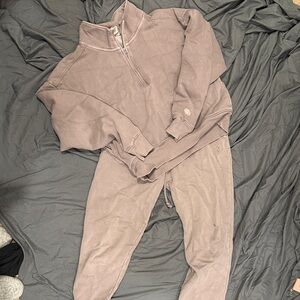 PINK Victoria's Secret Mauve Quarter-Zip Sweatshirt & Joggers Set